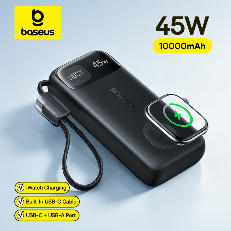 Accessories For Android Tablet - แบตเตอรี่สำรอง Baseus 45W 10000mAh พร้อมระบบชาร์จไร้สายแม่เหล็ก 5W