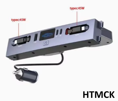 Usb Hub Type C - ฮับชาร์จในรถยนต์แบบหลายพอร์ต, อะแดปเตอร์ชาร์จเร็วแบบ Type-C กำลังไฟ 45W คู่