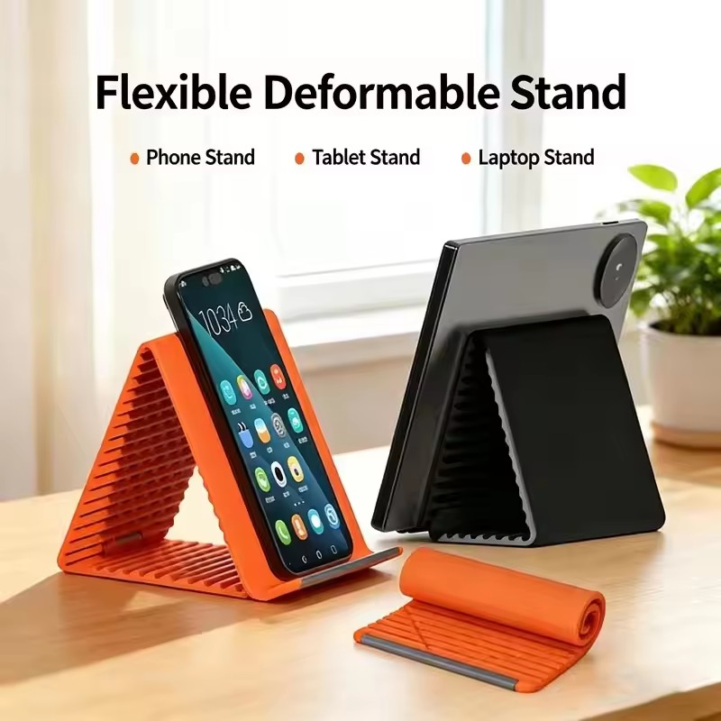 Tablet Accessory - ขาตั้งโทรศัพท์แบบพกพาซิลิโคนสำหรับวางบนโต๊ะ แท็บเล็ต แล็ปท็อป ดีไซน์สร้างสรรค์ ยืดหยุ่น พับได้