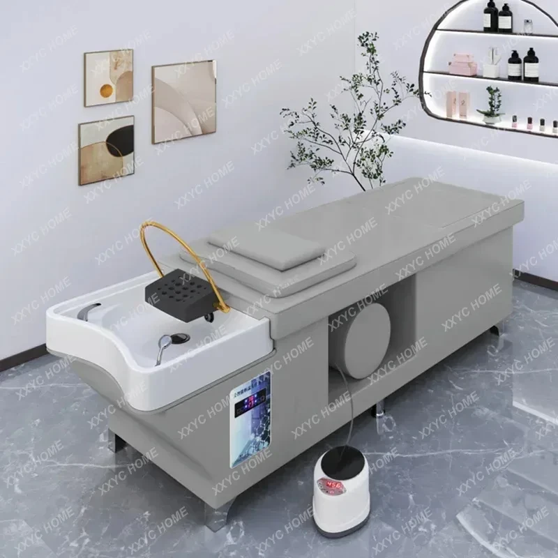 Massage Table Accessories Uk - เก้าอี้หนังร้านทําผมสปาถังน้ํา Headspa นวดเตียงเดี่ยว Sleeping เก้าอี้ความงาม Commercial