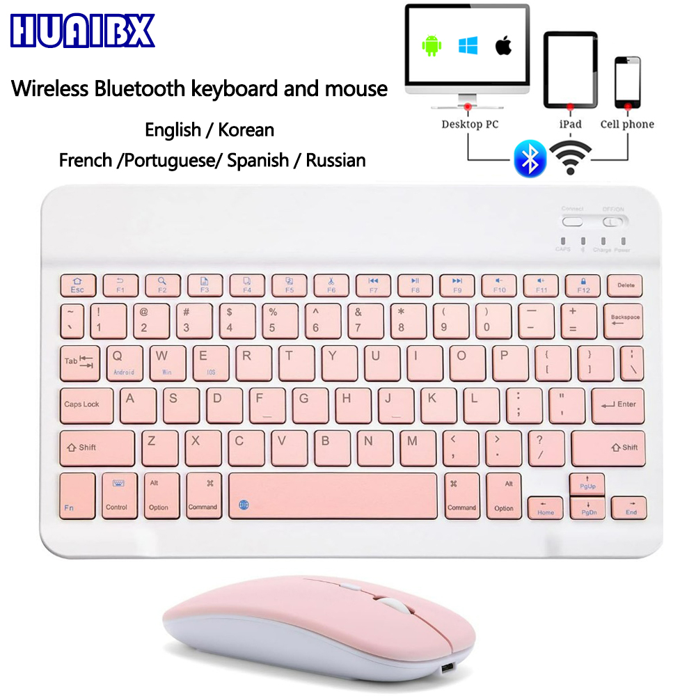 Tablet Accessories Kit - 10 นิ้วคีย์บอร์ดไร้สายบลูทูธมินิสำหรับไอแพดโทรศัพท์แท็บเล็ตคีย์บอร์ดบลูทูธแบบพกพาและเมาส์สำหรับซัมซุง เสี่ยวมี่ แอนดรอยด์