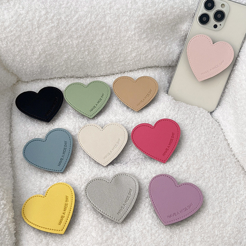 Tablet Phone Accessories - ที่วางโทรศัพท์มือถือรูปหัวใจหนัง พร้อมแหวนกันตก สำหรับ iPhone 14 15