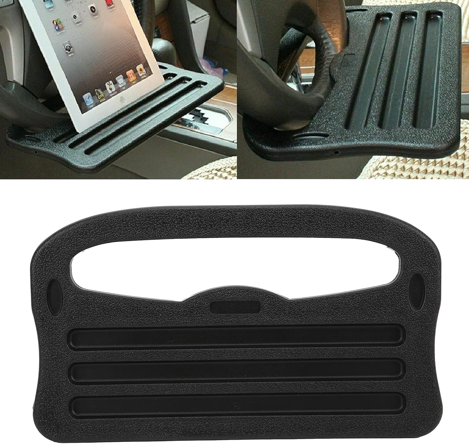 Tablet Accessory - ถาดวางพวงมาลัยรถยนต์ 2in1 อุปกรณ์จัดเก็บภายในรถยนต์ สำหรับแล็ปท็อป แท็บเล็ต iPad