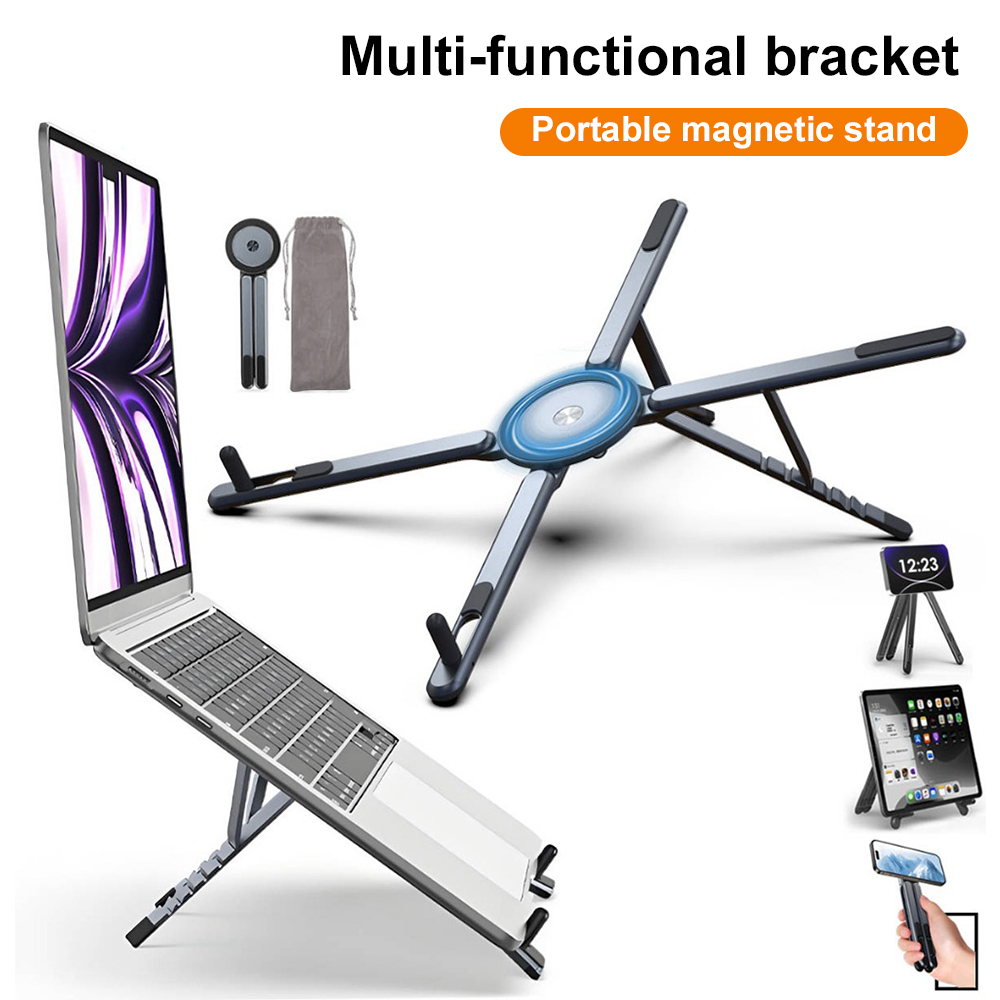 Tablet Phone Accessories - ที่วางโทรศัพท์แม่เหล็กแบบพกพาและไม้เซลฟี่ 3-in-1 ขาตั้งกล้องแบบพับได้สำหรับ iPhone iPad แท็บเล็ต