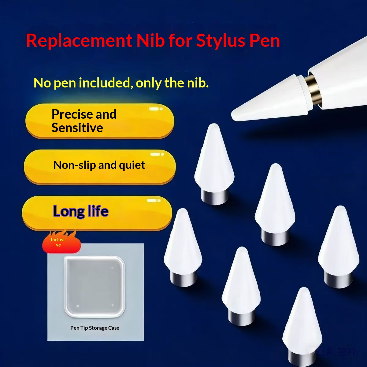 Tablet Pencil Accessories - ปลายปากกาสำรองสำหรับปากกาแบบคาปาซิทีฟ ทนทานต่อการสึกหรอ ปลายปากกาสำรองสำหรับหน้าจอสัมผัสแบบเงียบ ปลายปากกาแบบยาว ปลายปากกาแบบละเอียดสำหรับแท็บเล็ต ปลายปากกาแบบแบน