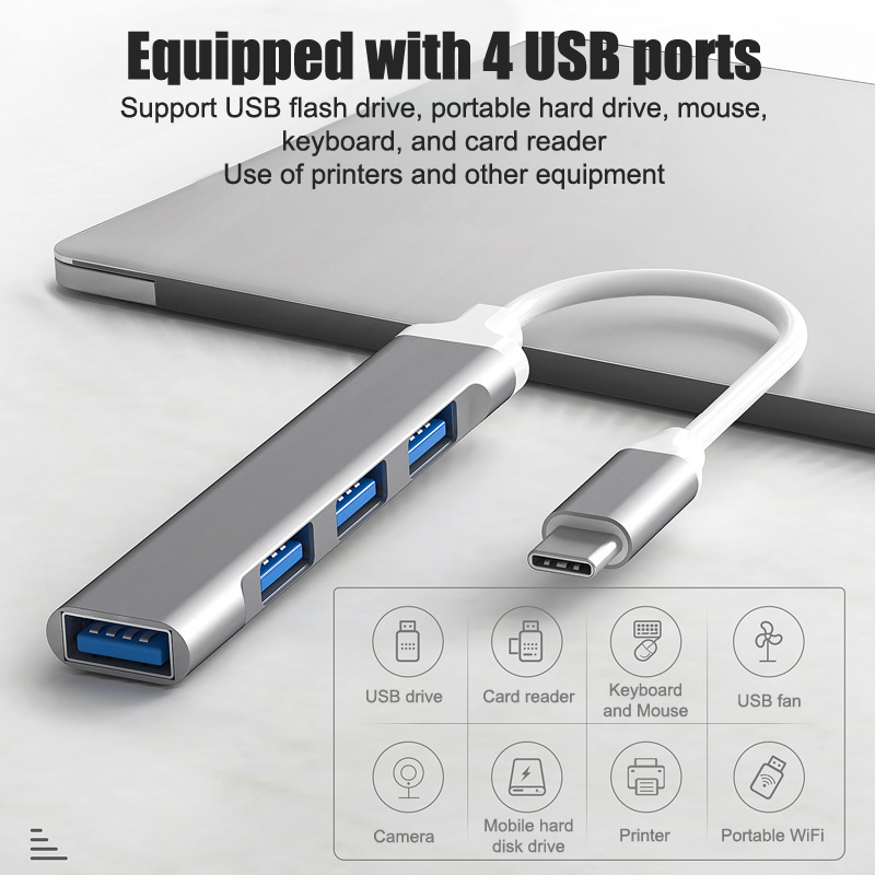มินิ 4 พอร์ต USB Type C Hub Ad - Usb Hub Type C บทวิจารณ์และราคา